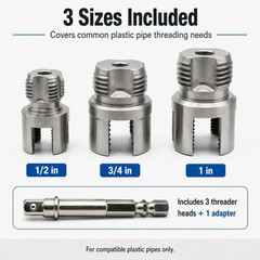 PVC Pipe Threader Set, 1/2 3/4 1 in, Pipe Threading Tool | Internal external PVC