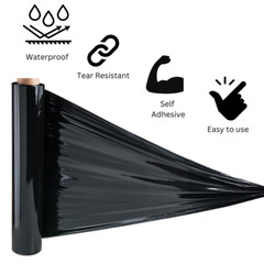18″ 80 Gauge Pallet Wrap Stretch Film – Black Hand Shrink Wrap, 4 Rolls