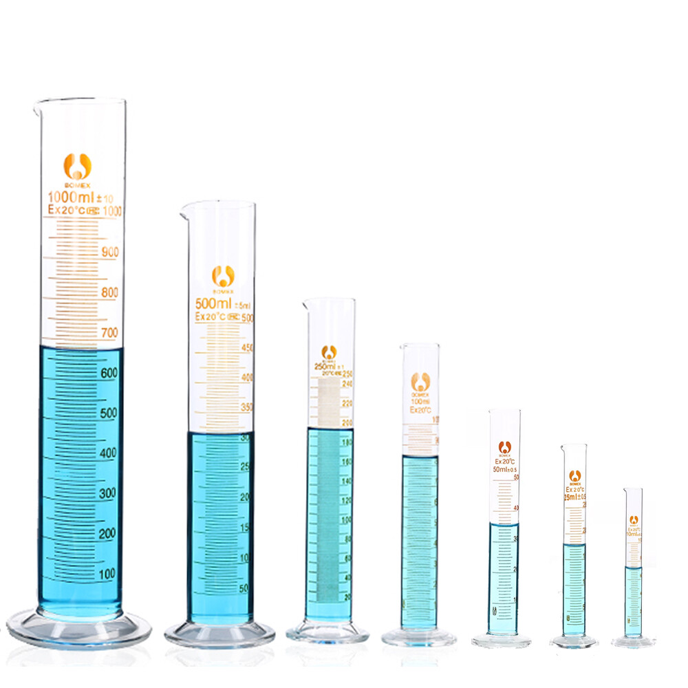 10/25/50/100/250/500/1000mlGraduated Glass Cylinder Test Jar Set For Lab Works