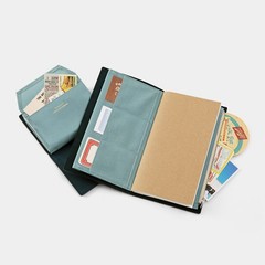 Traveler’s Company Passport Size Paper Cloth Zipper Case Sky Japan Made