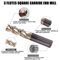 1Pc 3 Flute 45 Helix Angle 3/4″x1-3/4″x4″ Solid Carbide End Mill – ZRN Coated
