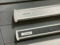 Vidmar Drawer Label Edge Backing Cover Stanley Plastic Light Grey 22″ x 1.25″