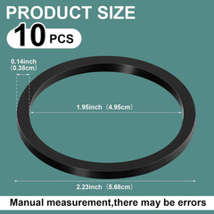 10 Pieces Compatible with Taco 007-007Rp Rubber Flange Gasket Seal, Black