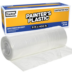 Painter’S Plastic Film, 400′ Length X 9′ Width High, High Density Painters Plast