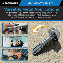#10 x 3/4″ Self Drilling Screws | Hex Head Sheet Metal Screw | Zinc – Sandbaggy