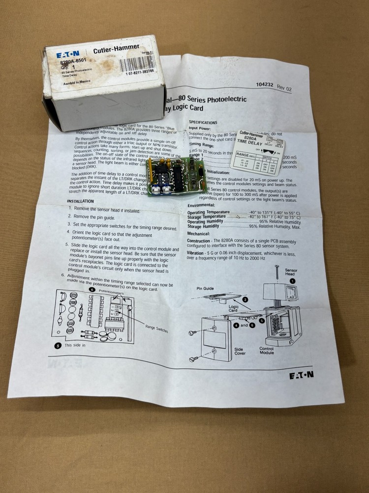 Eaton 8280A-6501 Photoelectric Time Delay PCB Circuit Board Timer Module