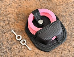 Pink Double Lock Hinge Steel Handcuffs Police Security Guard Grade Standard Size
