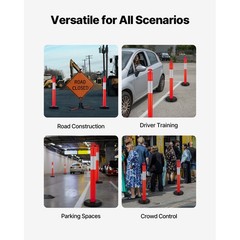 Uimoso Set of 9 Traffic Delineator Posts with Fillable Bases, 48 Inches Tall