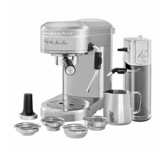 KitchenAid METAL Semi-Automat Espresso & Milk Frother Attachmt BUNDLE Silver NIB