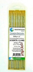 10 MATHESON 3/32X7L1.5-MS 1.5% Lanthanated Tungsten Electrodes EWLA-1.5 LV