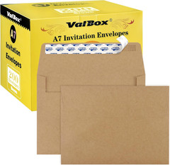 200 Qty A7 Invitation Envelopes 5 X 7, 120GSM Brown Kraft Paper Envelopes for 5X