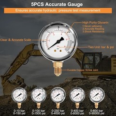 Hydraulic Pressure Test Kit w/5 Gauges(150 1500 4000 6000 10000PSI)for Excavator