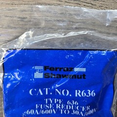 Ferraz Shawmut R636 Fuse Reducer, 60A/600V To 30A/600V New Old Stock