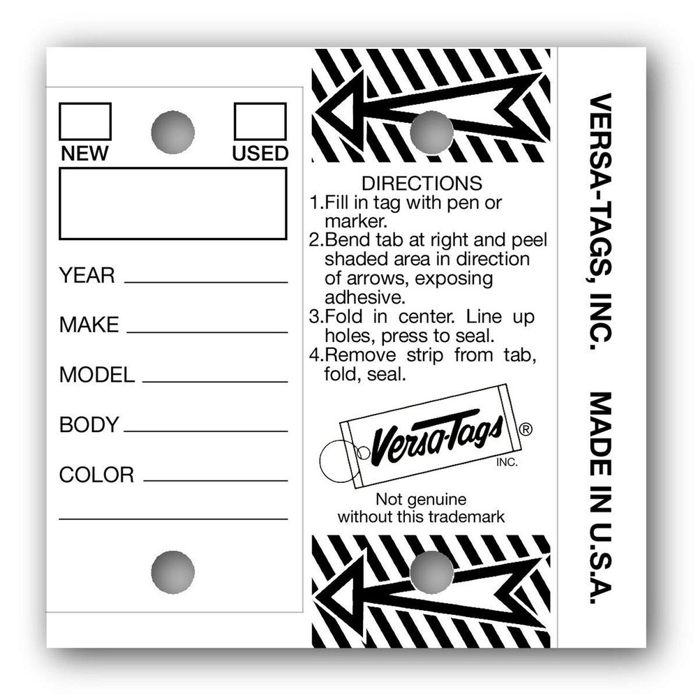 Genuine Versa-Tag® Key Tags (Half-Pack) (125 Key Tags and Key Rings per Box