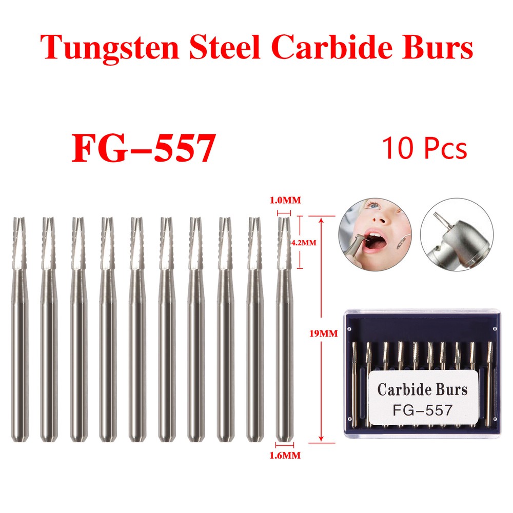 Dental FG557 FG558 Tungsten Carbide Burs Drill Straight Fissure For High Speed