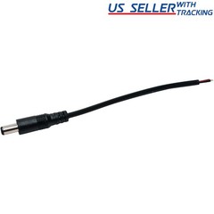 DC Power Pigtail Male Barrel Plug 6-inch Wire Cable 5.5mm x 2.1mm for 12V Port