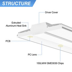 4-Pack 150W LED Linear High Bay Light 22500LM UL Listed Commercial Shop Lights