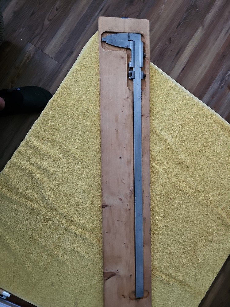 Vintage STALEX 26″ Heavy-Duty Vernier Caliper In Wooden Tray Made In Sweden