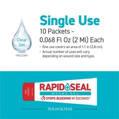 Rapid-Seal Wound Gel Single Use Packets 10ct | Stops Bleeding in 10 Count