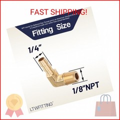 LTWFITTING 90 Degree Elbow Brass Barb Fitting 1/4 ID Hose x 1/8-Inch Male NPT Ai