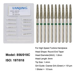 Dental Diamond Burs FG Round End Taper Football Bur Coarse Fine High Speed 856