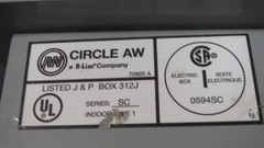 B-LINE SYSTEMS CIRCLE AW TYPE 1 JUNCTION BOX (1) UL: 312J MODEL: 444SCF-NK