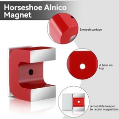 Horseshoe Alnico U Shaped Magnet, 13 lb Pull, Red, Rectangular, Utility Magnet (