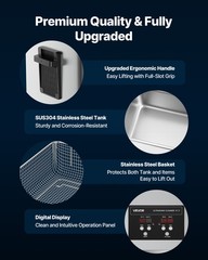 VEVOR 30L Ultrasonic Cleaner Machine with Cleaning Basket & Digital Display 480W
