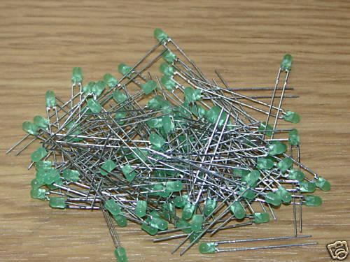10-1000 Green LEDs, 3mm, 5mm, Very Bright, Diffused Housing, New, LED Light Emitting Diodes