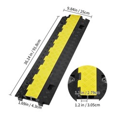 VEVOR 2Channel Speed Bump Cable Protector Ramp 1T Load TPU Wire Cable Cord Guard
