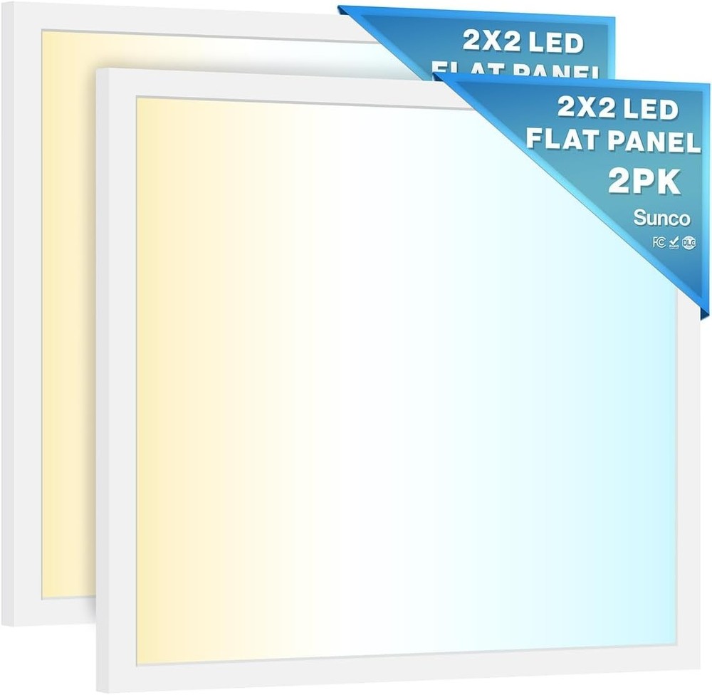 2 PACK – Sunco 2×2 LED Flat Panel Lights Adjustable 20W-40W 4000K-6000K Dimmable