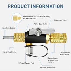 HVAC Valve Core Removal Tool 1/4″ & 5/16″ Vacuum for AC R410a R32 R134a R1234yf