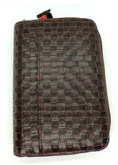 Mundi Brown 6 Ring Planner Woven Design w/ Calculator Card Holder Wallet Unused