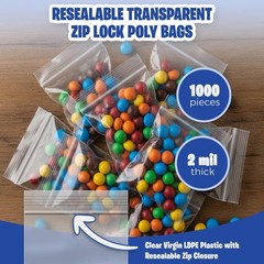 1.5 x 2 Inch Resealable Plastic Bags 1000 Pack — Clear Reclosable Mini Bags w…