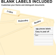 File Folder, 150 Pack 1/3 Cut Tab File Folders Letter Size, Manila Folders, Fol