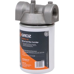 GROZ Fuel Filter with Spin On Cartridge, 10 Micron, 20 GPM, 3/4in. NPT Thread,