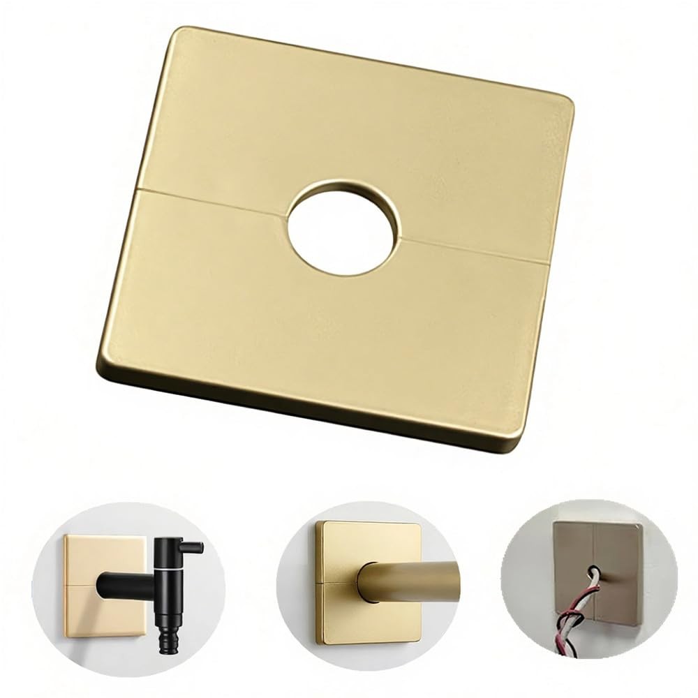Wall Split Flange Plumbing Cover Plates Square Shower Arm 12mm/0.47in, Yellow