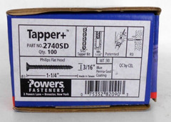 100 Qty 3/16 x 1-1/4 Flat Head Phillips Concrete Screws with DRILL BIT