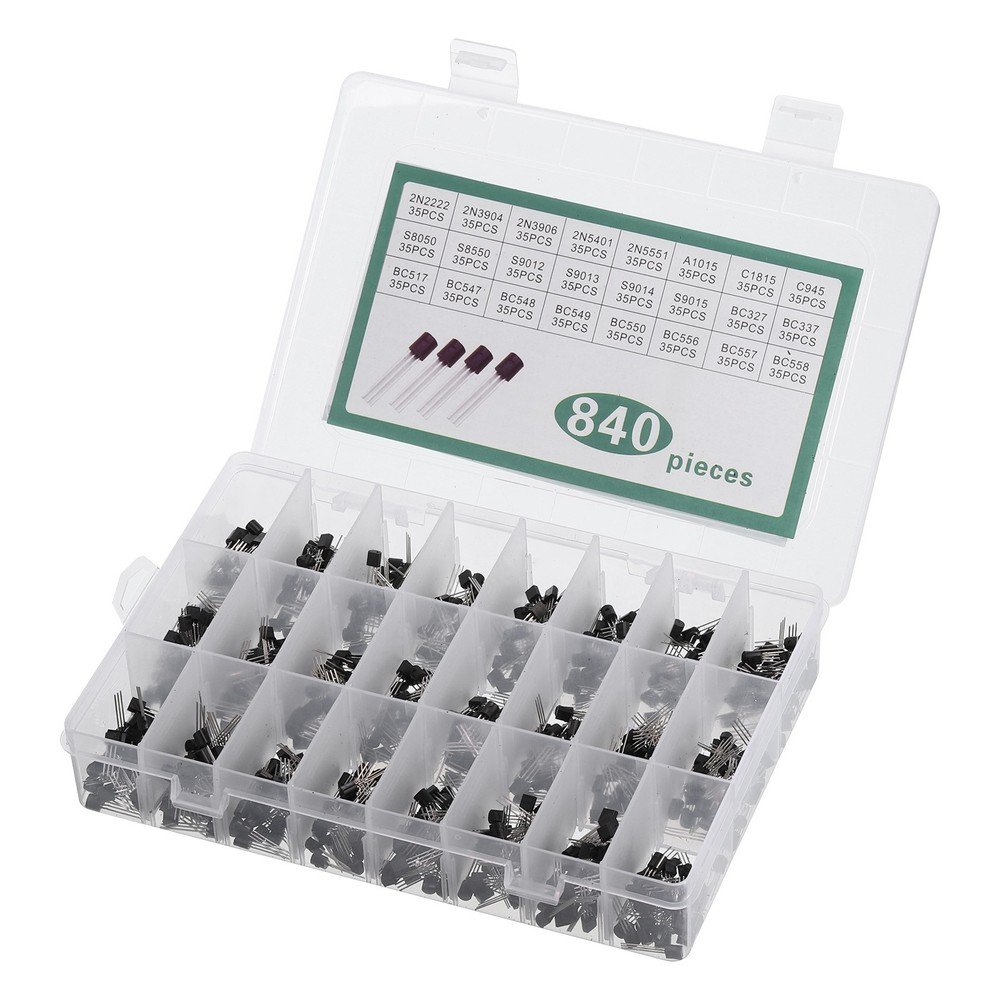 840 PCS PNP NPN Power Transistor Assortment Kit 24 Types Electronic Component