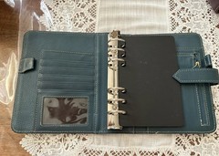 Franklin covey Vintage Aurora Full Grain Italian Leather Compact Blue Mirage