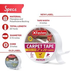 XFasten Indoor Outdoor Carpet Tape for Area Rugs | 2″ x 20 Yards