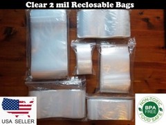 CLEAR 2 MIL ZIP SEAL BAGS POLY PLASTIC RECLOSABLE TOP LOCK ZIPPER 2MIL BAGGIES