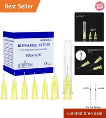 Disposable Luer Lock Needle 30Ga 5/16 Inch 8mm 100Pack(30Ga-5/16IN)