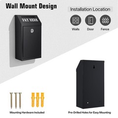 Black 10.24×5.7×2.95 Inch Metal Locking Cash Donation Box Slot Mount 4 Keys
