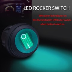 4Pcs Waterproof Rocker Switch 12V Round Toggle Switch SPST 3pin ON Off Green …