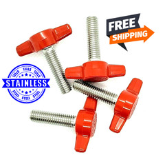 5/16″ Thumb Screw Bolts with Red Butterfly Tee Wing Knob 1 1/2″ Plastic Cap SS