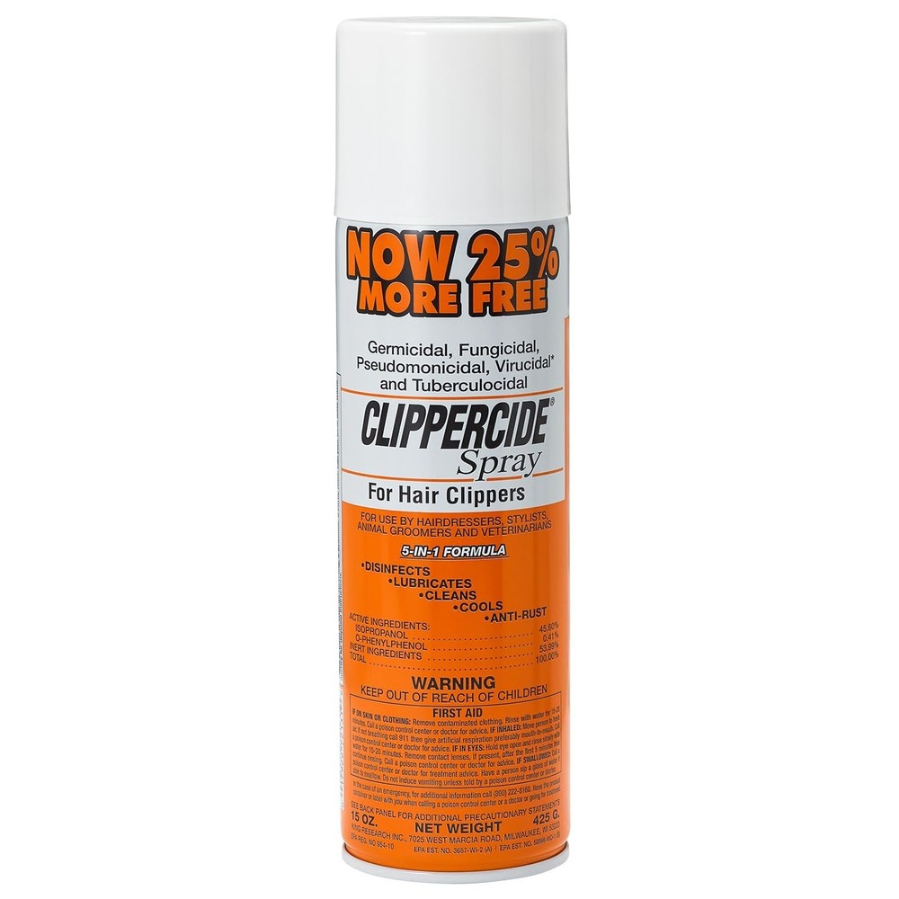 Clippercide Spray 15oz for Clippers & Trimmers – Disinfectant Cleaner Lubricant