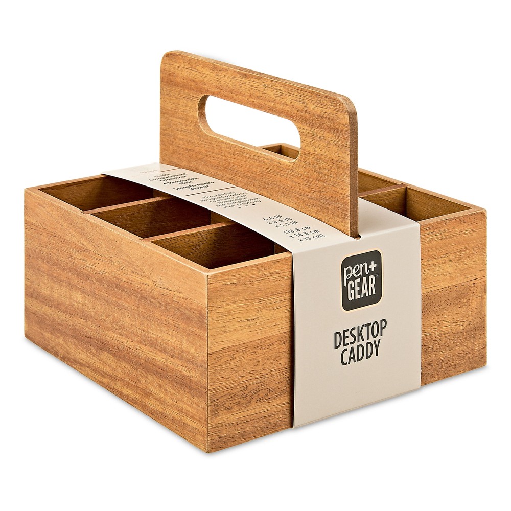 Desktop Caddy, 6.6 in x 6.6 in x 5.1 in, 6 Compartments