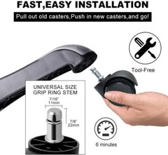 5PCS Office Desk Chair Caster Wheel Swivel Protect Floor Furniture Replacement