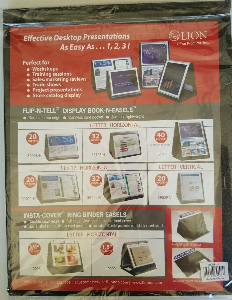 New Lion Flip-n-tell 40 Pages Display book N Easels Office Presentations 39008-H